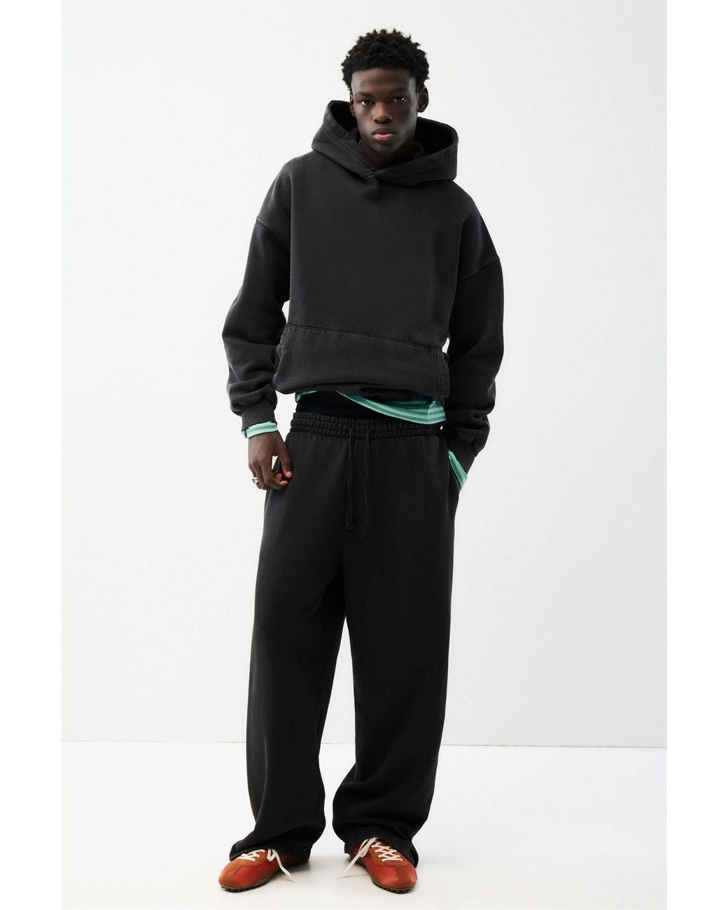 Pull&Bear Black Stwd Jogger Trousers for men