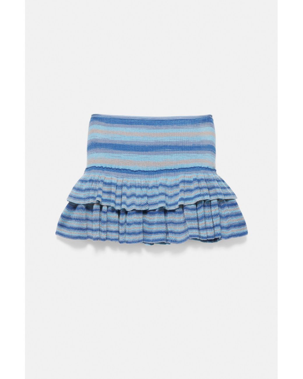 Pull&Bear Blue Fitted Ruffled Knit Skirt