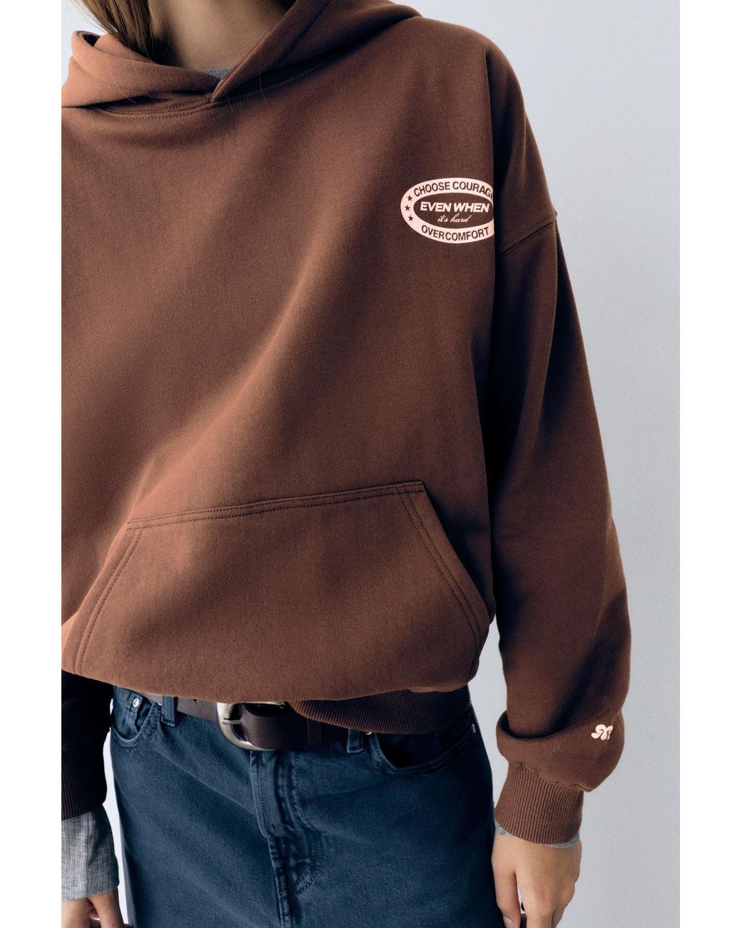 Sweat À Capuche Imprimé En Daim Pull&Bear en coloris Brown