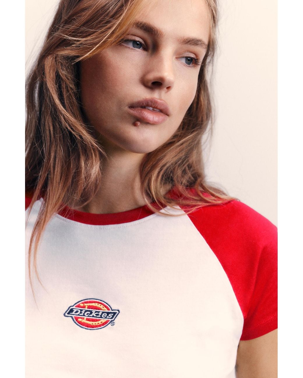 Pull&Bear Pink Dickies Contrast Sleeve T-Shirt