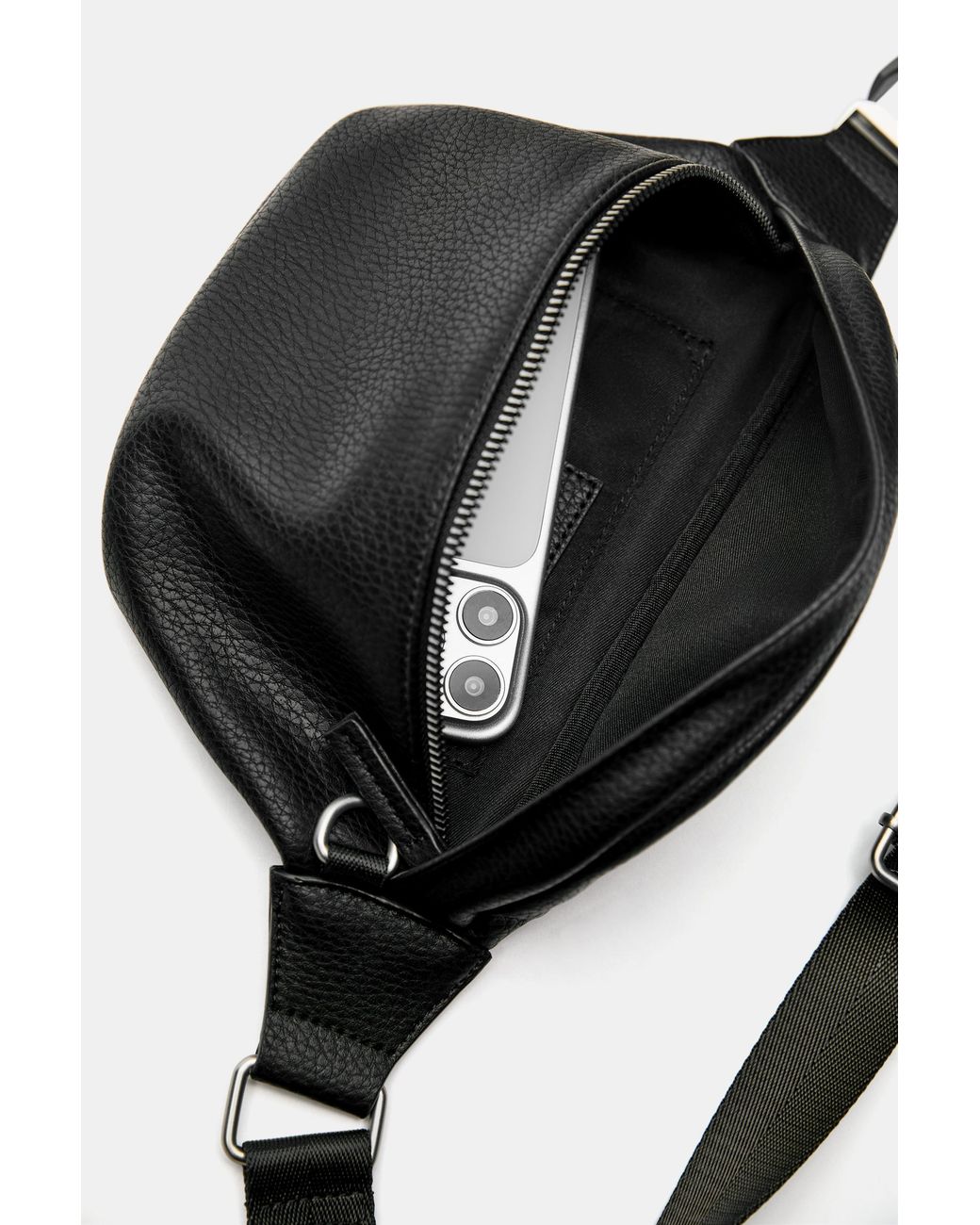 Pull&Bear Black Textured Belt Bag for men