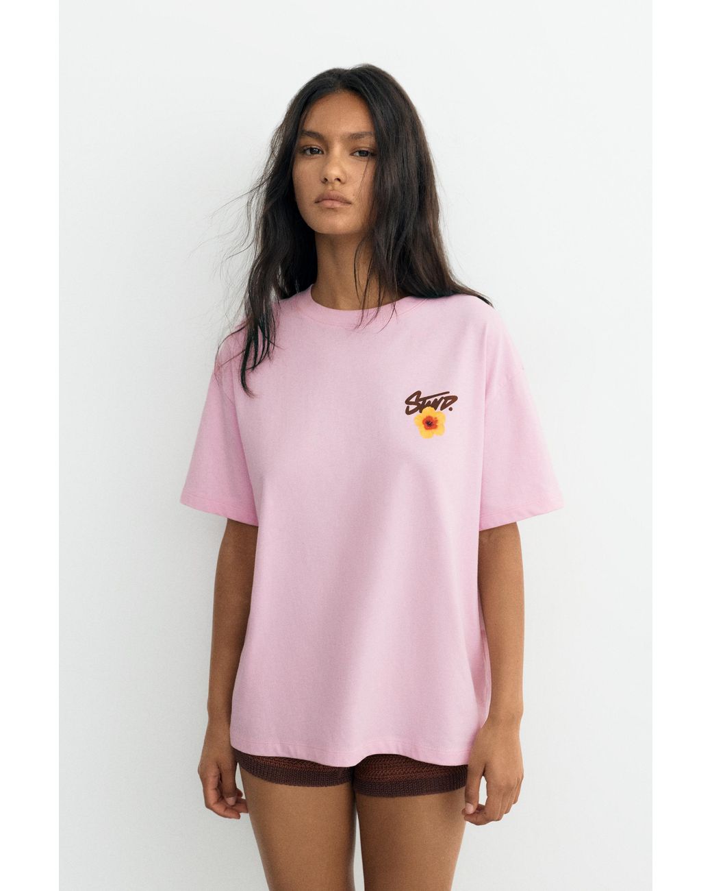 Pull&Bear Blue Stwd Flower T-Shirt