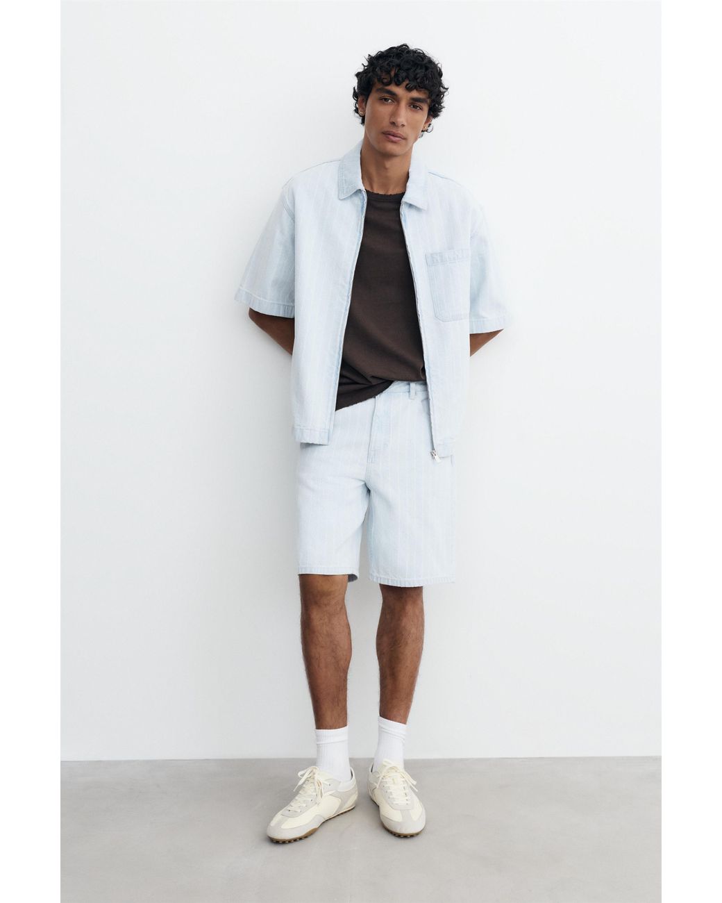 Pull&Bear Multicolor Standard Jacquard Denim Bermuda Shorts for men