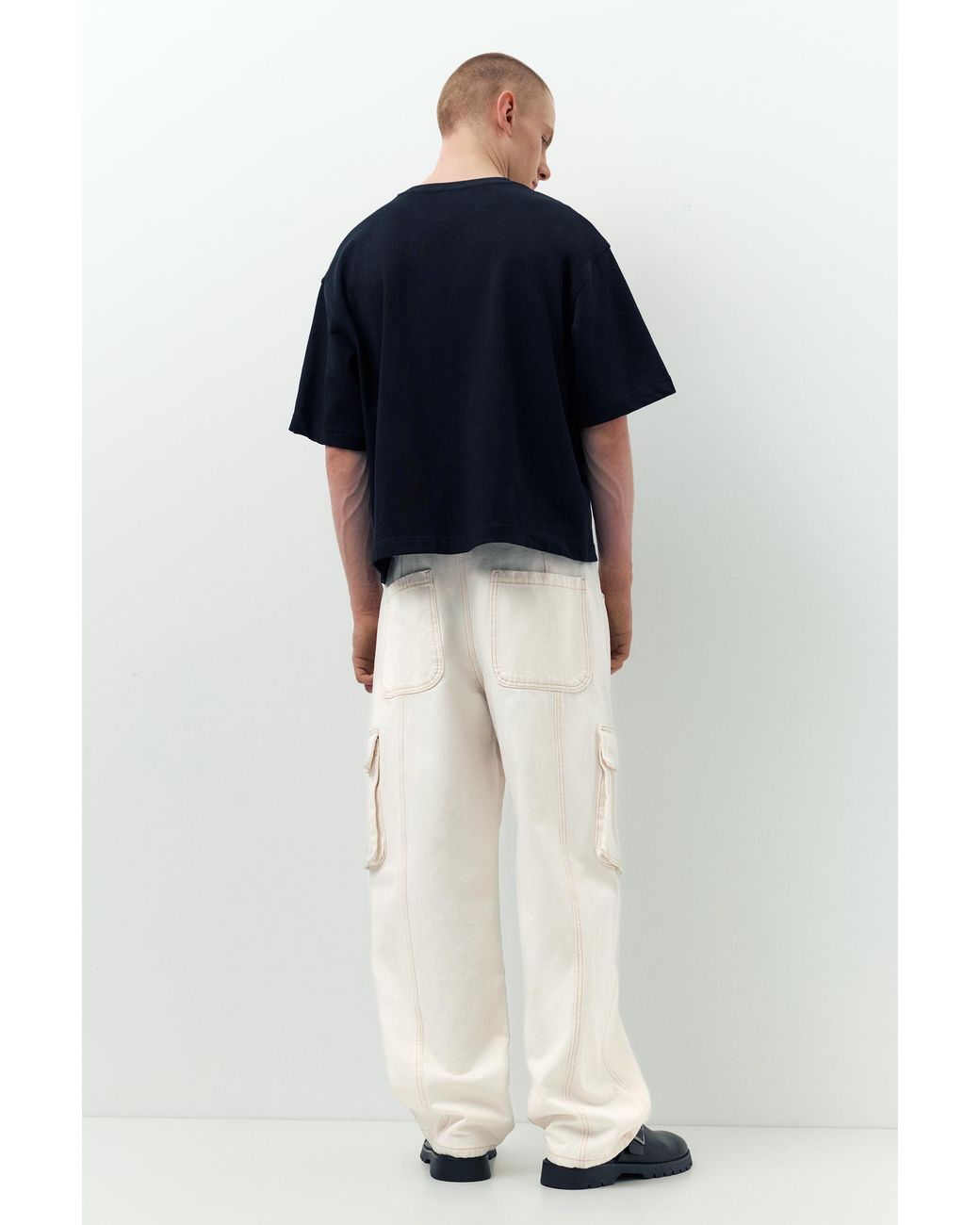 Pull&Bear Baggy Cargo Jeans in het Black voor heren