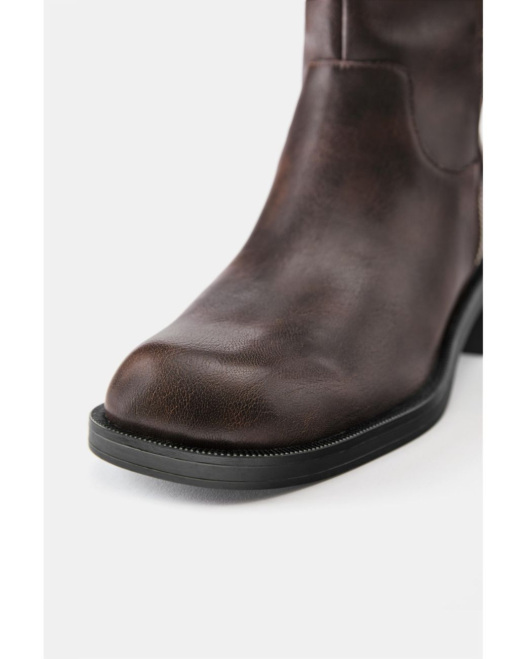 Pull&Bear Brown Decorative Zip Knee-High Boots