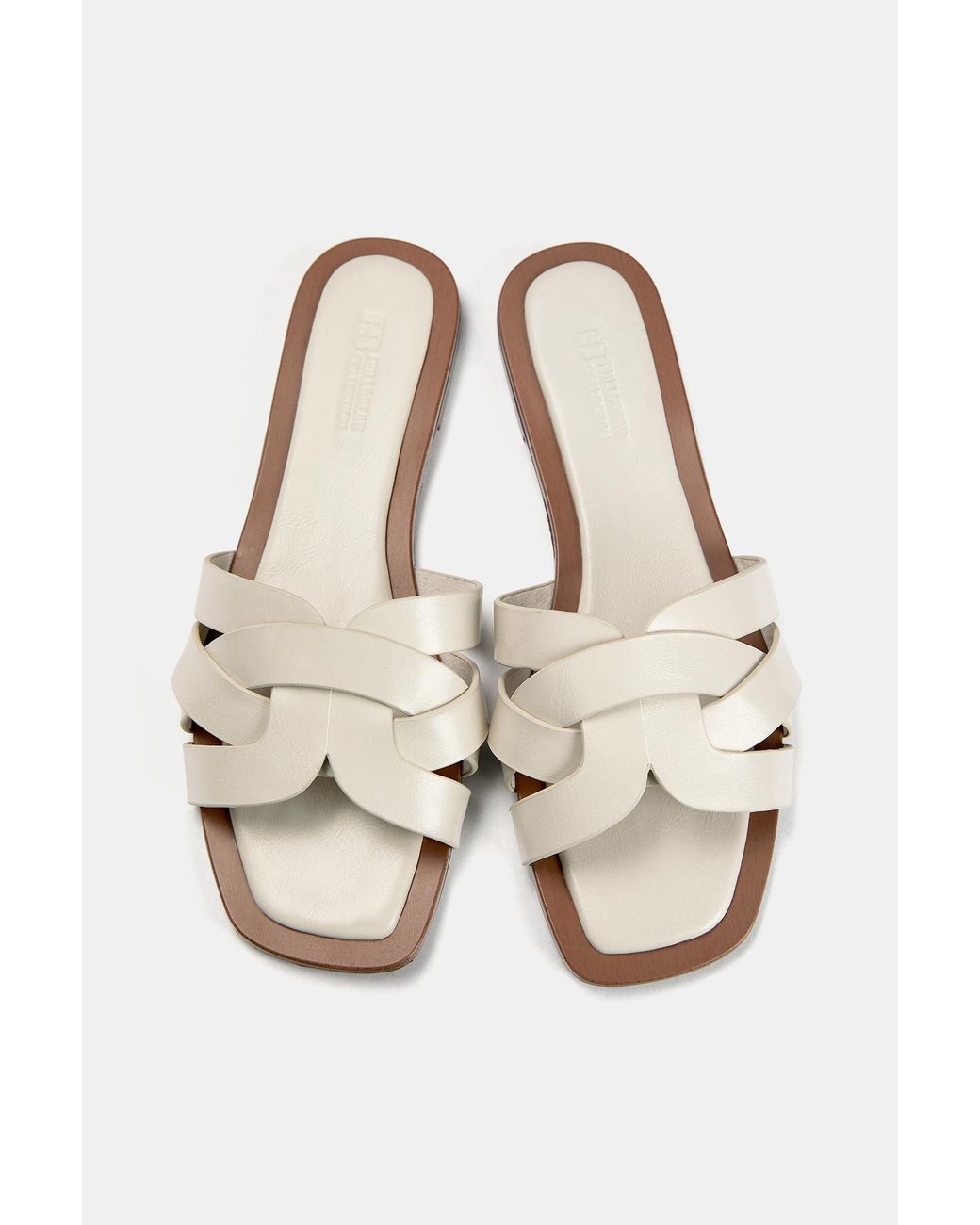 Pull&Bear White Flat Strap Sandals