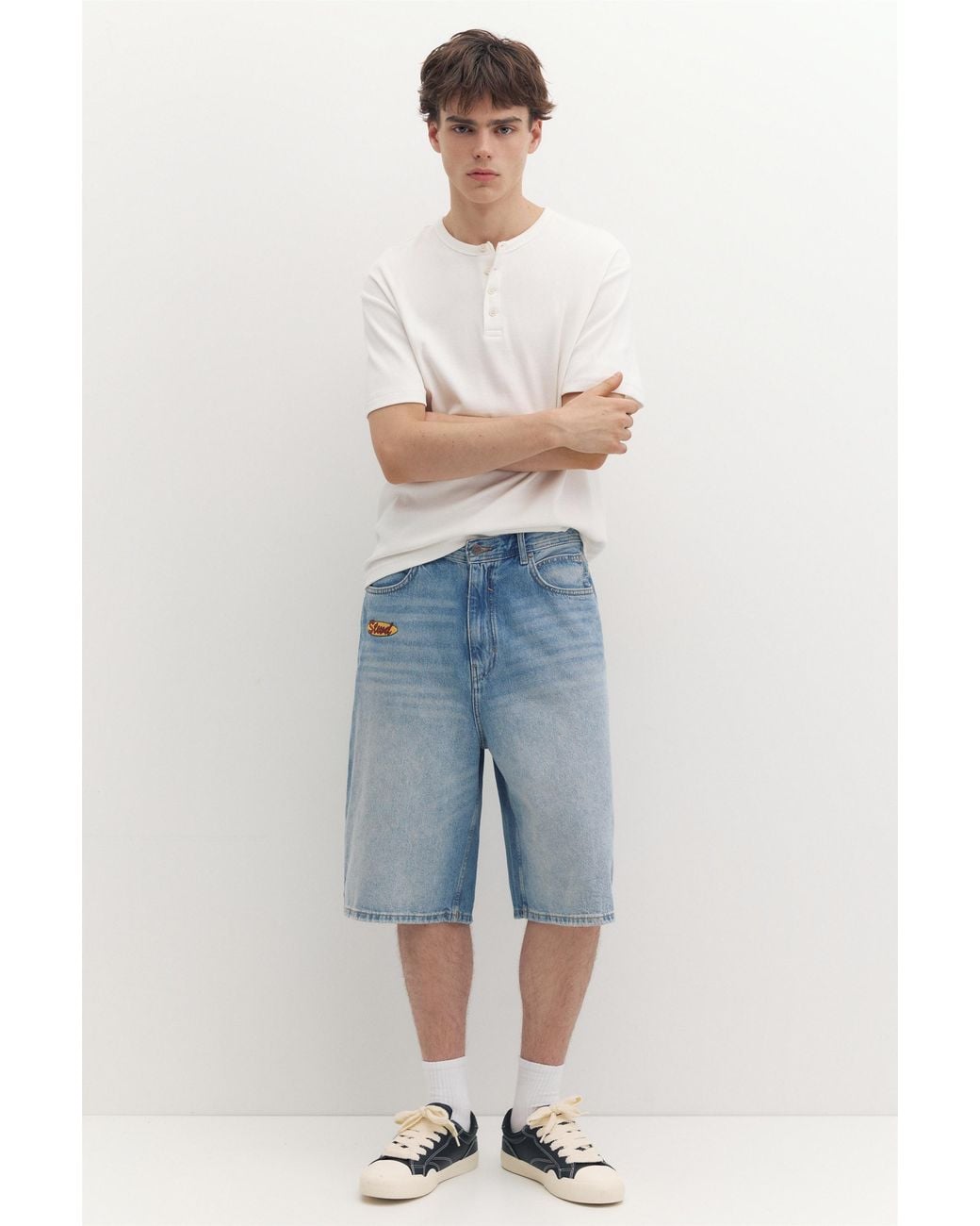Pull&Bear Multicolor Skater Denim Bermuda Shorts for men