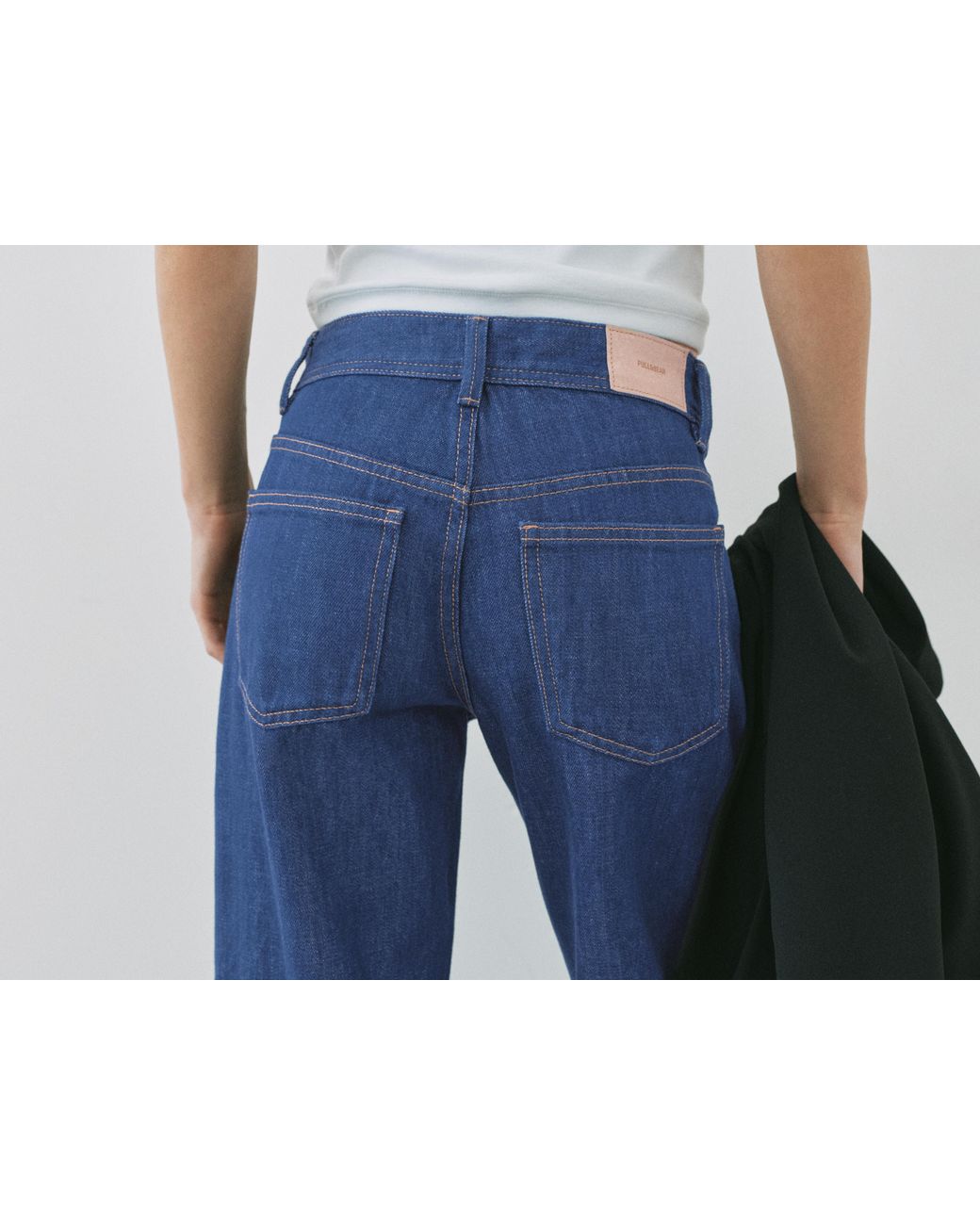 Pull&Bear Blue Low-Rise Straight-Leg Jeans