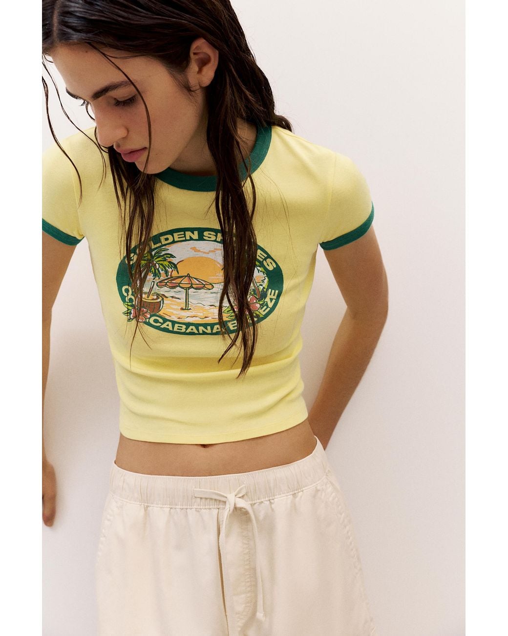 Pull&Bear Yellow Copacabana Graphic T-Shirt