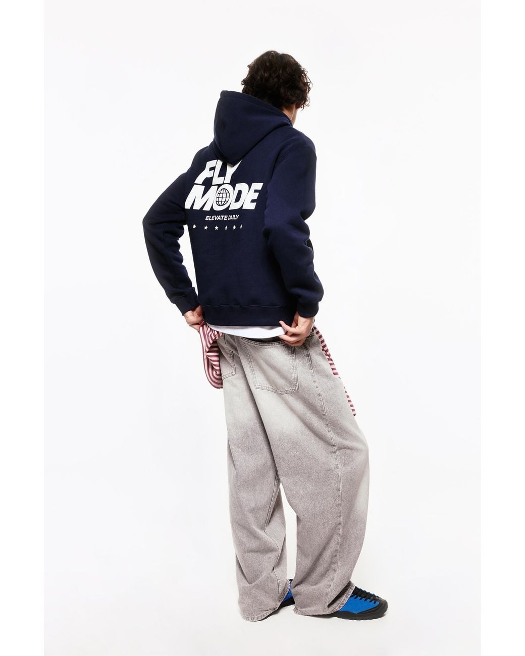Pull&Bear Blue Graphic Sweatshirt With Hood for men