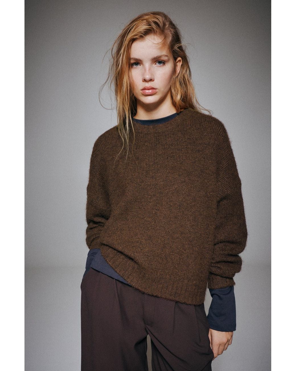 Pull&Bear Brown Basic-Strickpullover