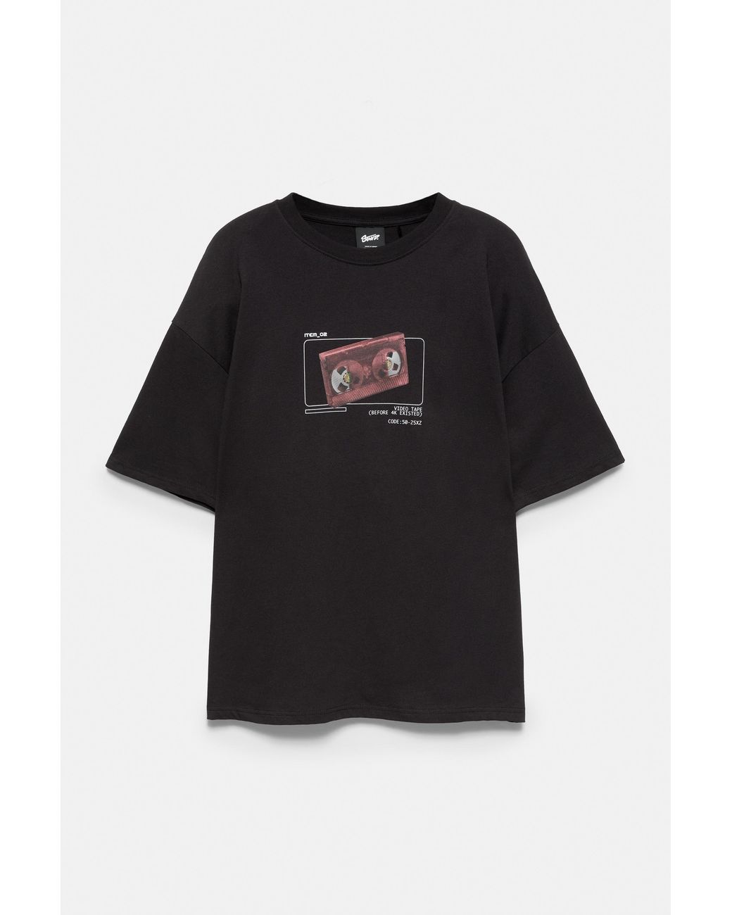 Pull&Bear Gray Stwd Tape Graphic T-Shirt for men