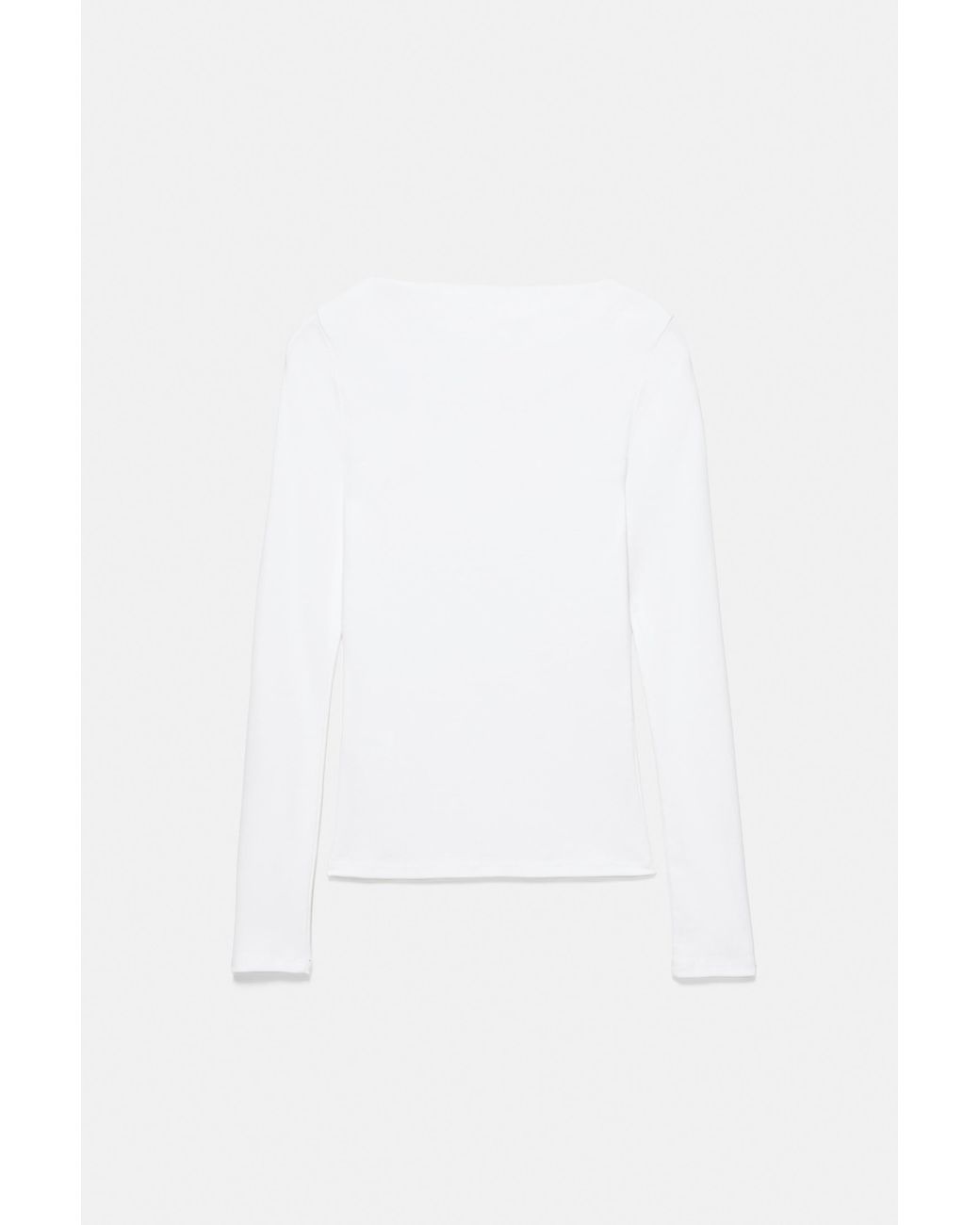 Pull&Bear White Fitted Straight Neckline T-Shirt