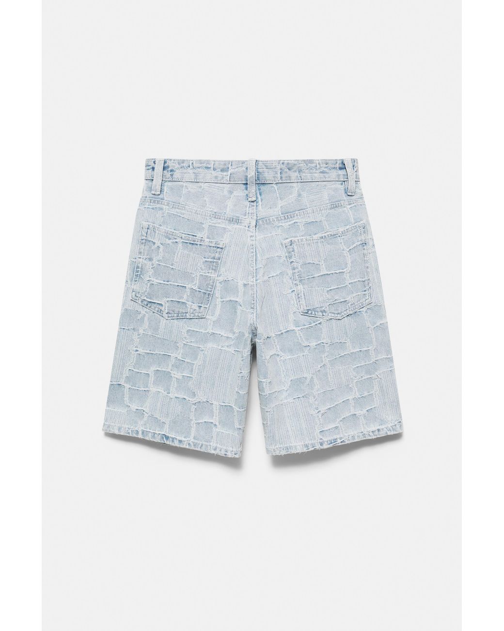 Pull&Bear Jacquard Denim Bermuda in het Blue voor heren