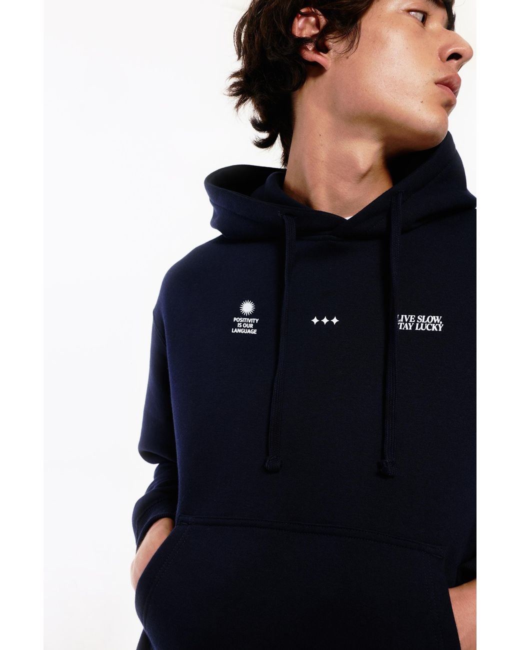 Pull&Bear Blue Graphic Sweatshirt With Hood for men