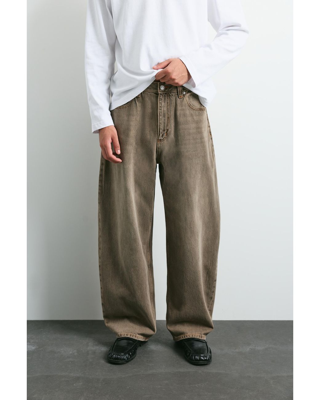 Pull&Bear White Baggy Balloon Jeans for men