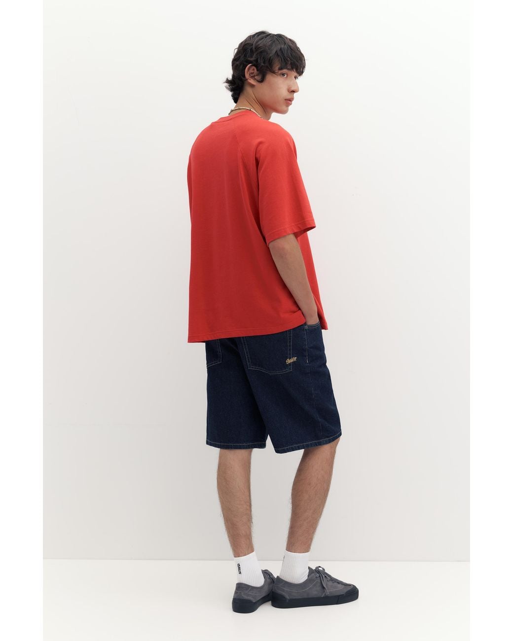Pull&Bear Blue Baggy Denim Bermuda Shorts for men