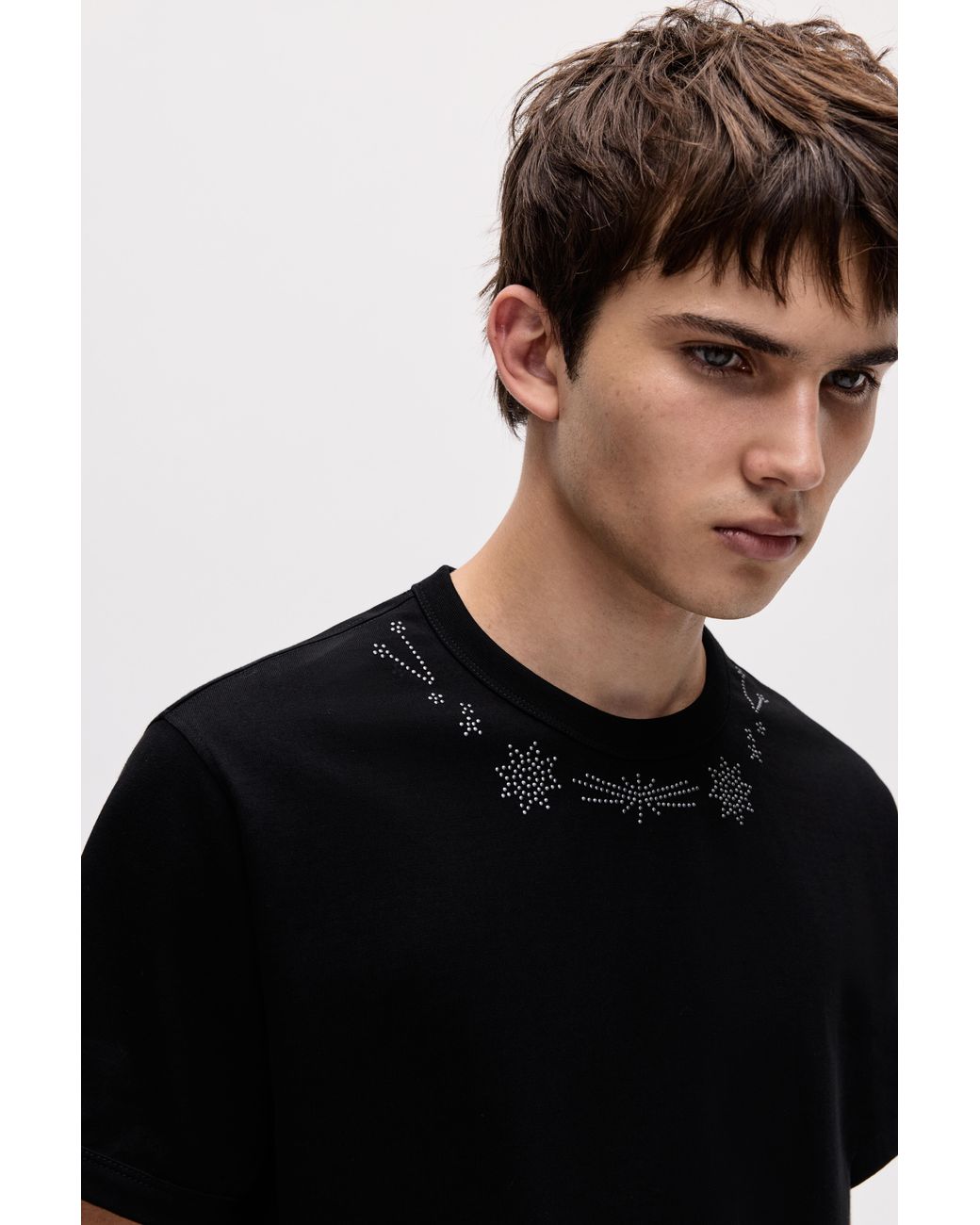 Pull&Bear Black Oscar Ouyang Stud T-Shirt for men