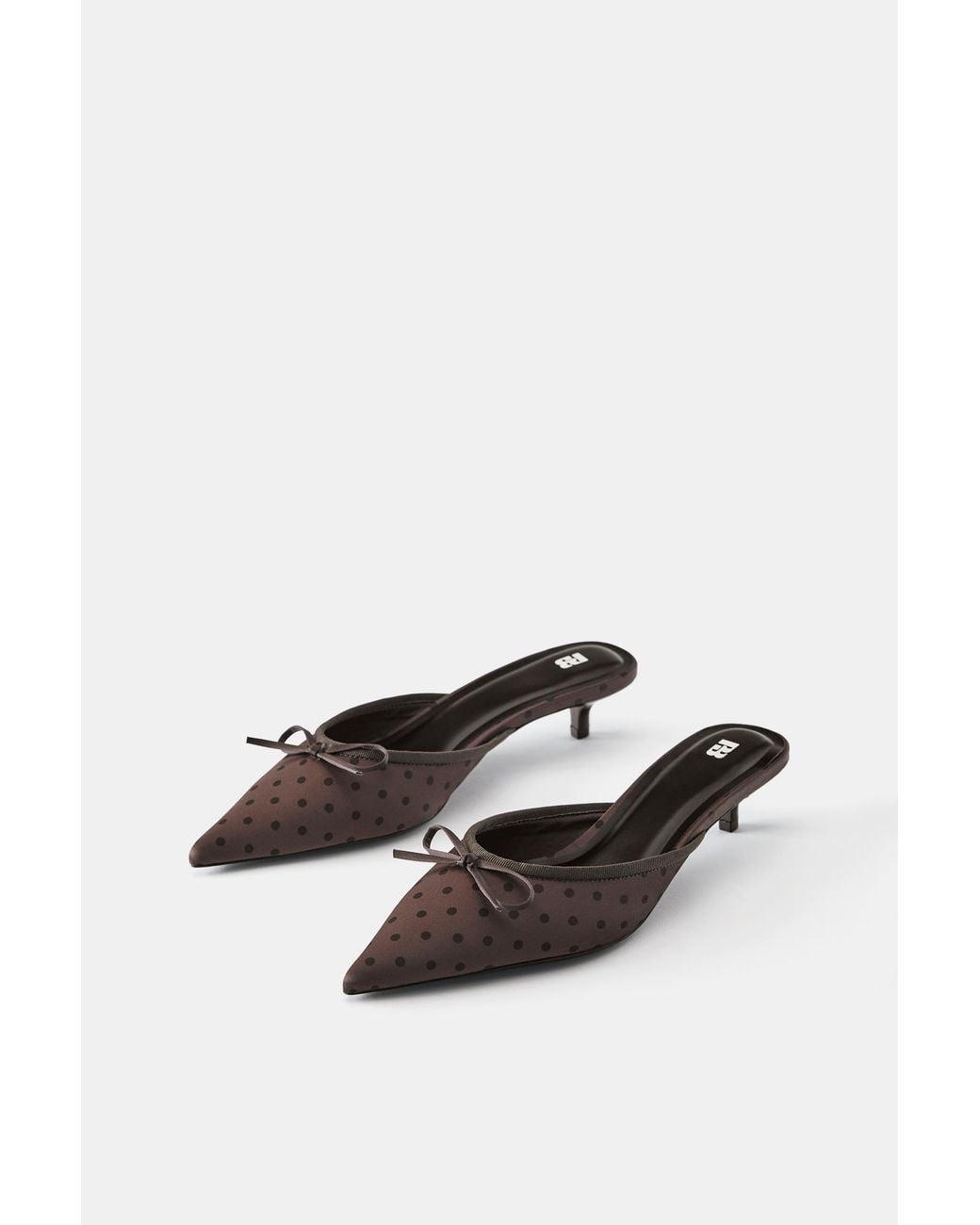 Pull&Bear White Polka Dot Mule Heels