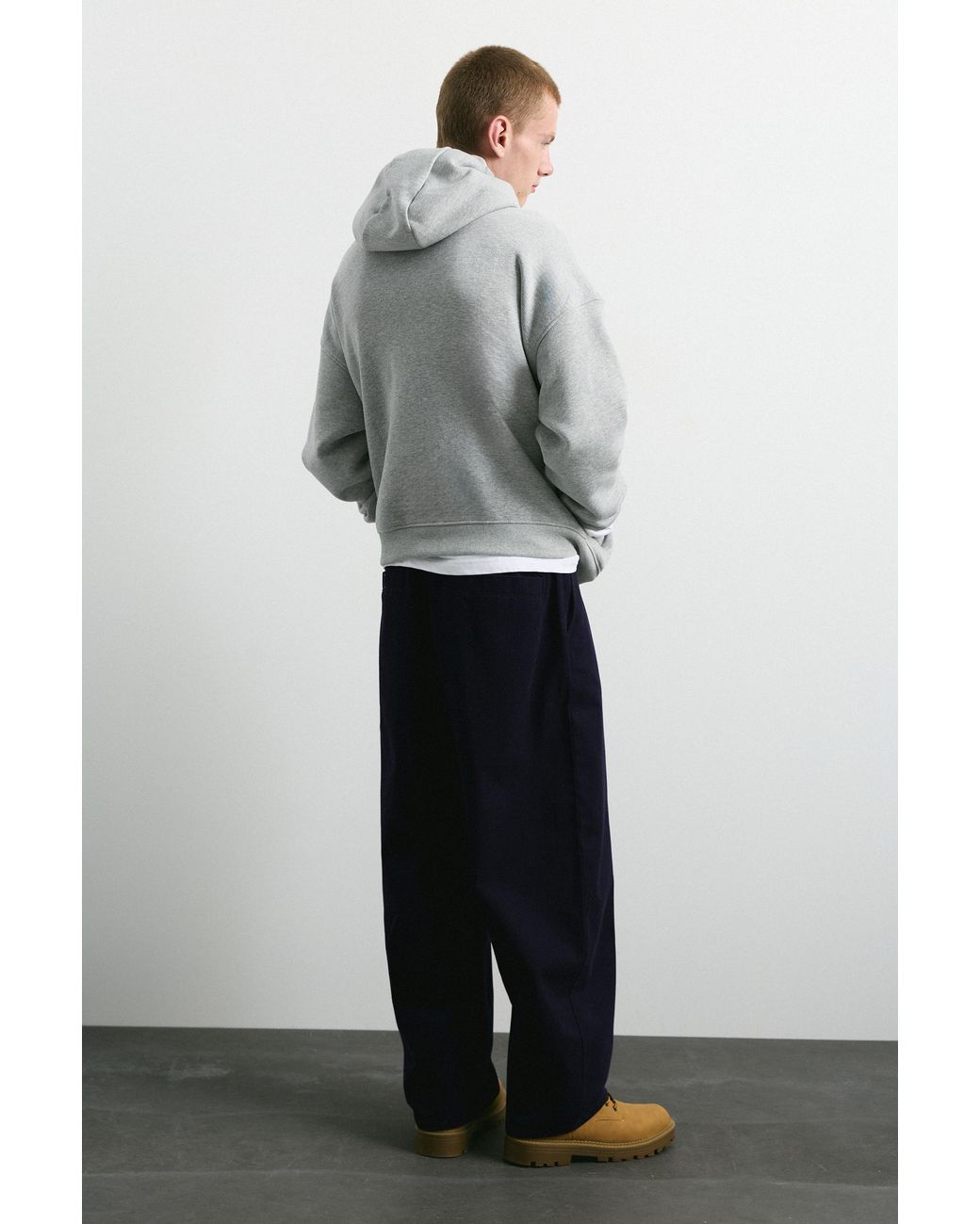 Pull&Bear Gray Baggy Darted Chinos for men