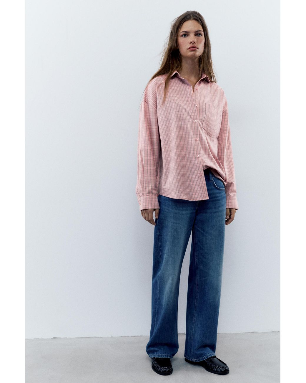 Pull&Bear Pink Check Shirt With Pocket