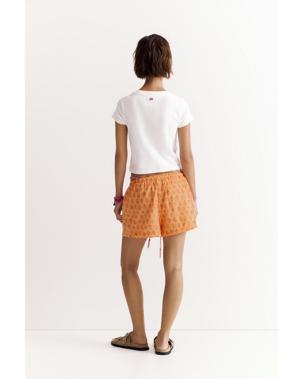 Pull&Bear Brown Hibiscus Flower Graphic T-Shirt