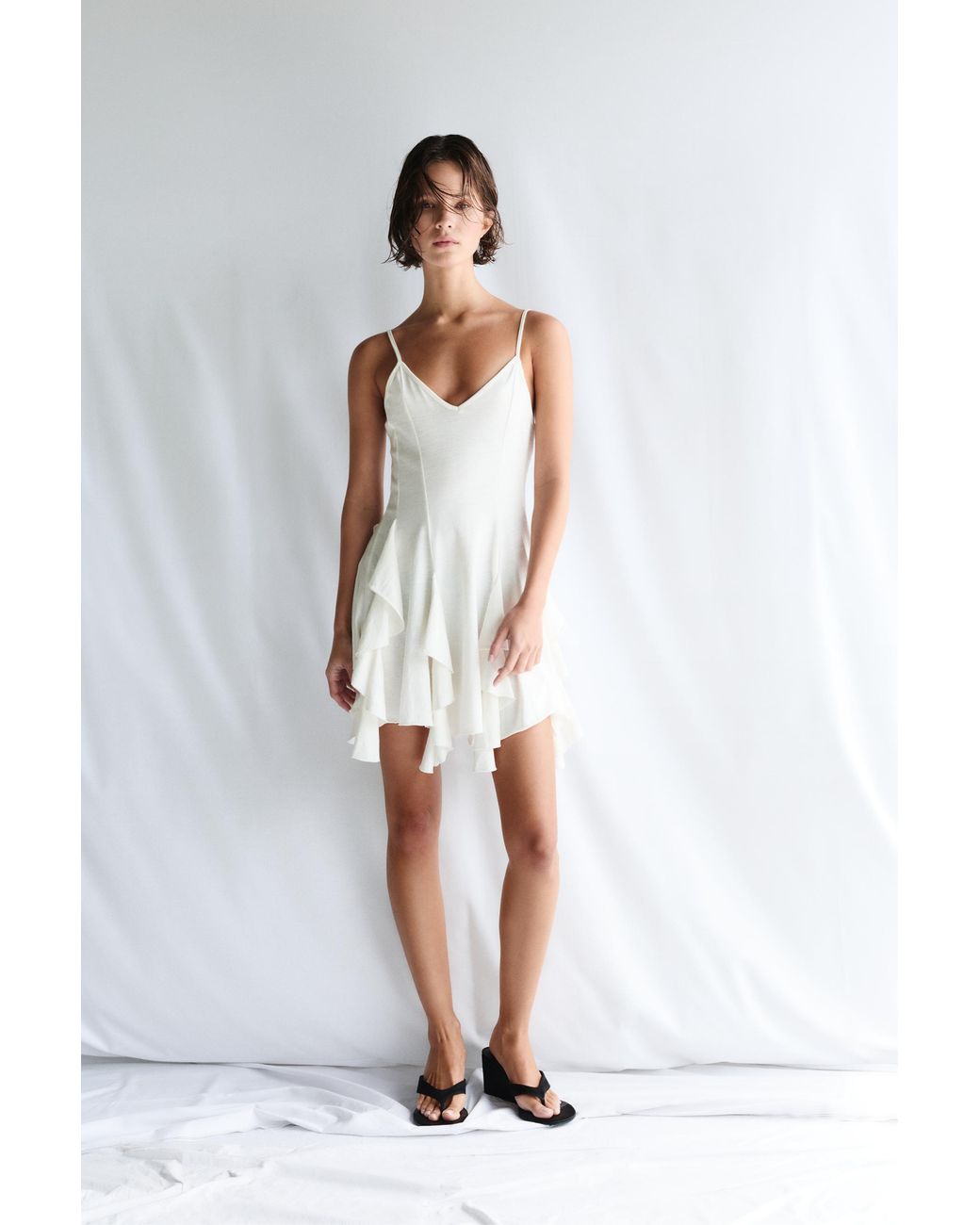 Pull&Bear White Strappy Flared Mini Dress