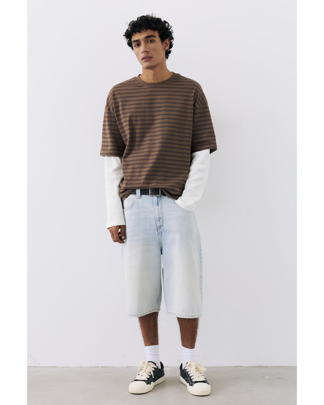 Pull&Bear Brown Long Sleeve Double-Layer T-Shirt for men