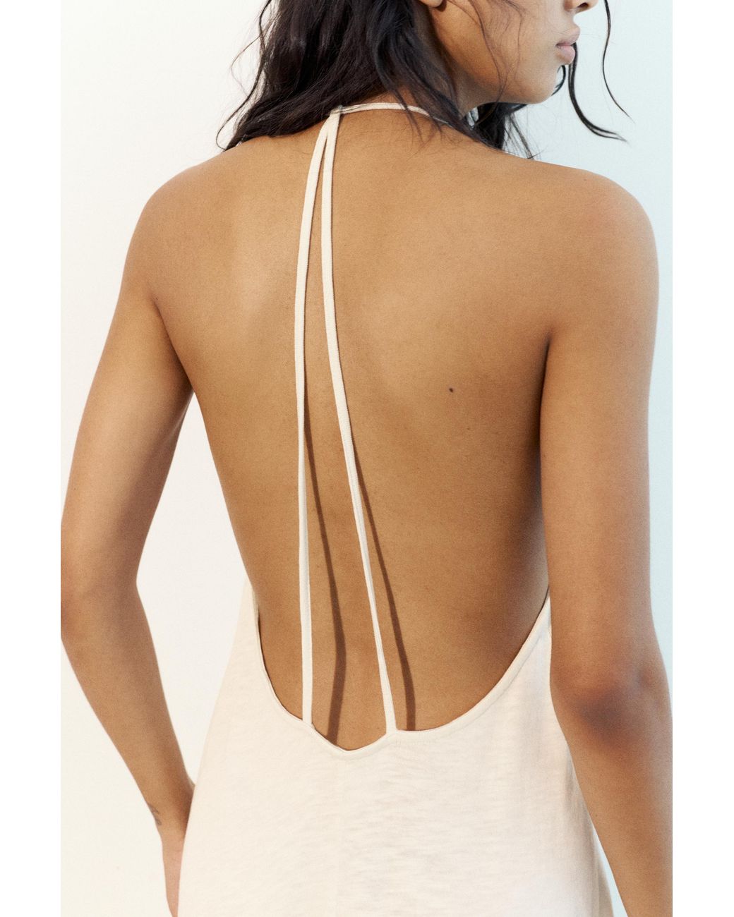 Pull&Bear White Strappy Back Midi Dress
