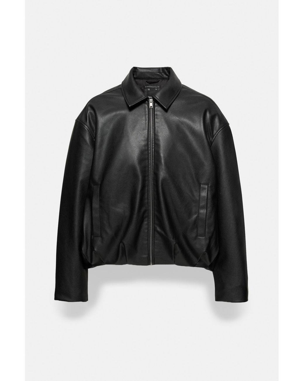 Pull&Bear Black Leather-Effect Jacket for men