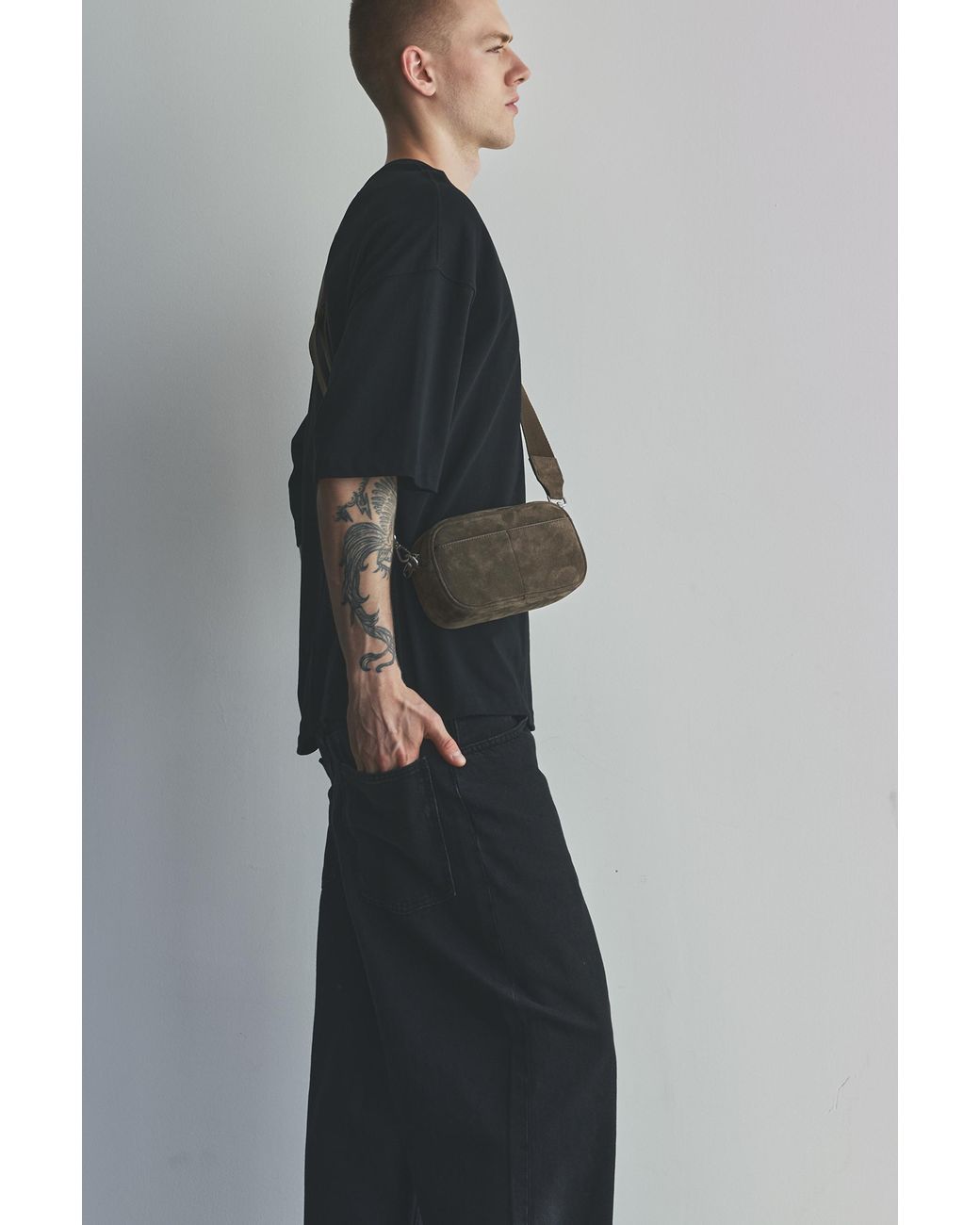 Pull&Bear Green Leather Crossbody Bag for men