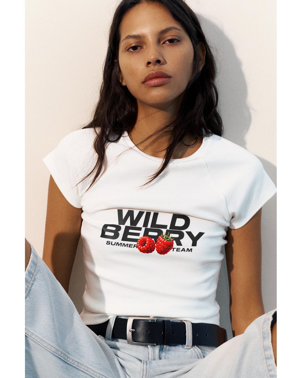 Pull&Bear White Fruit Graphic T-Shirt