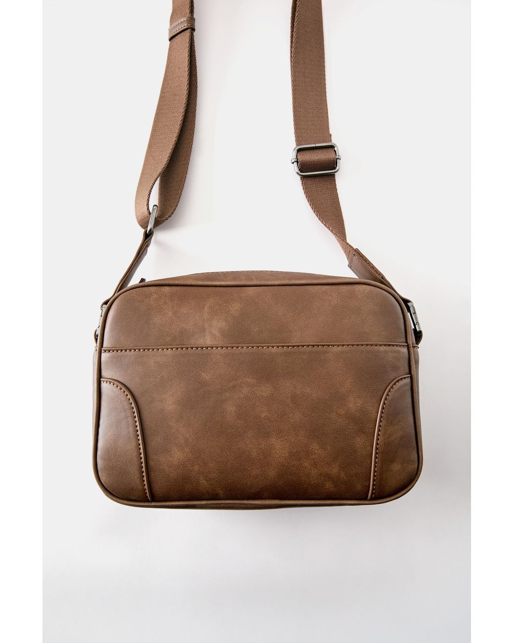 Pull&Bear Brown Distressed Crossbody Bag for men