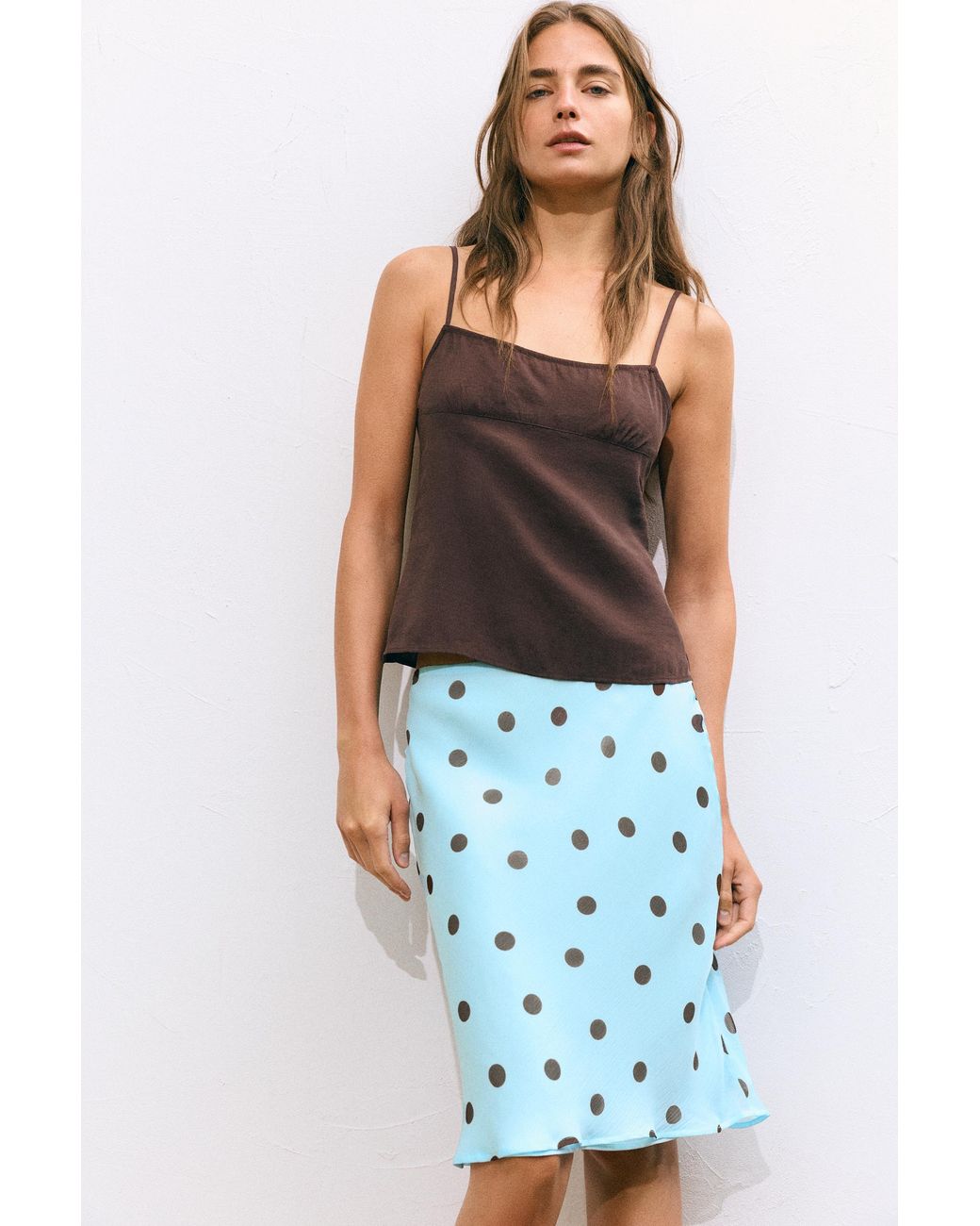 Pull&Bear Green Midirock Mit Tupfen