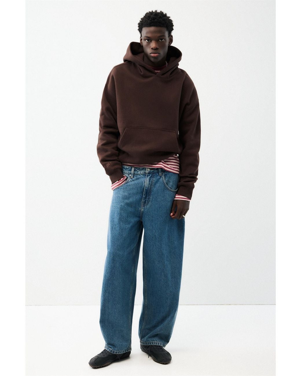 Pull&Bear Brown Boxy Stwd Hoodie for men