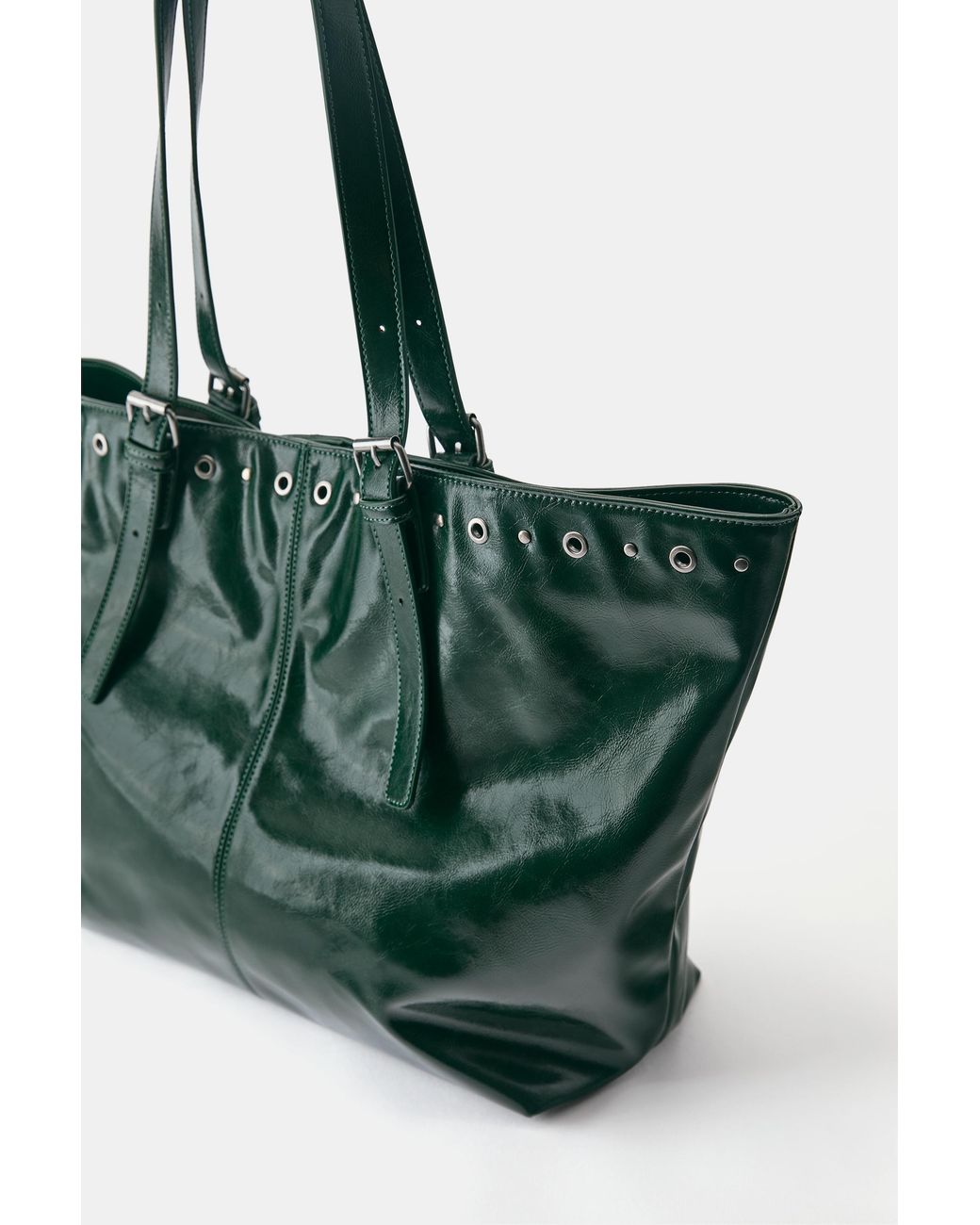 Pull&Bear Green Studded Tote Bag