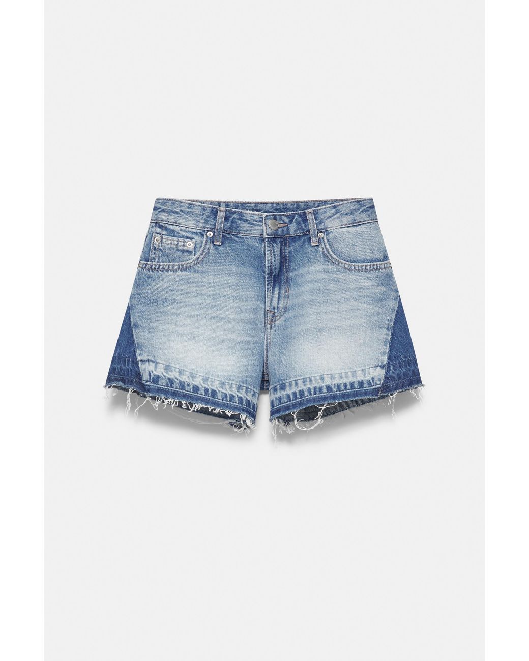 Bermuda Jeans Patchwork di Pull&Bear in Blue