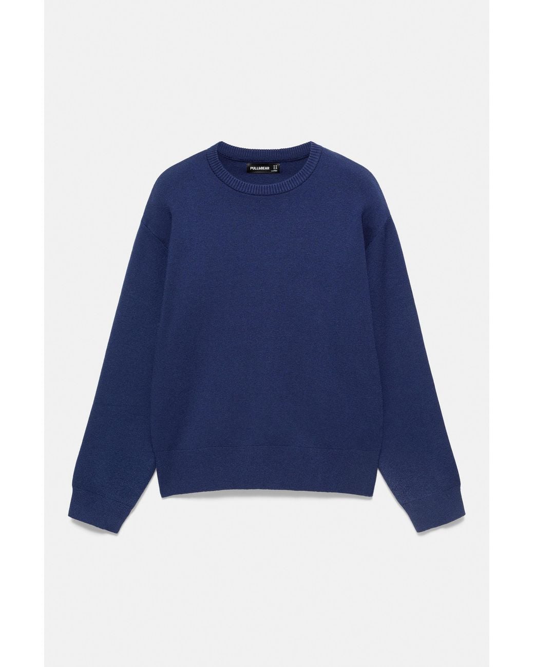 Pull&Bear Blue Soft Round Neck Jumper for men