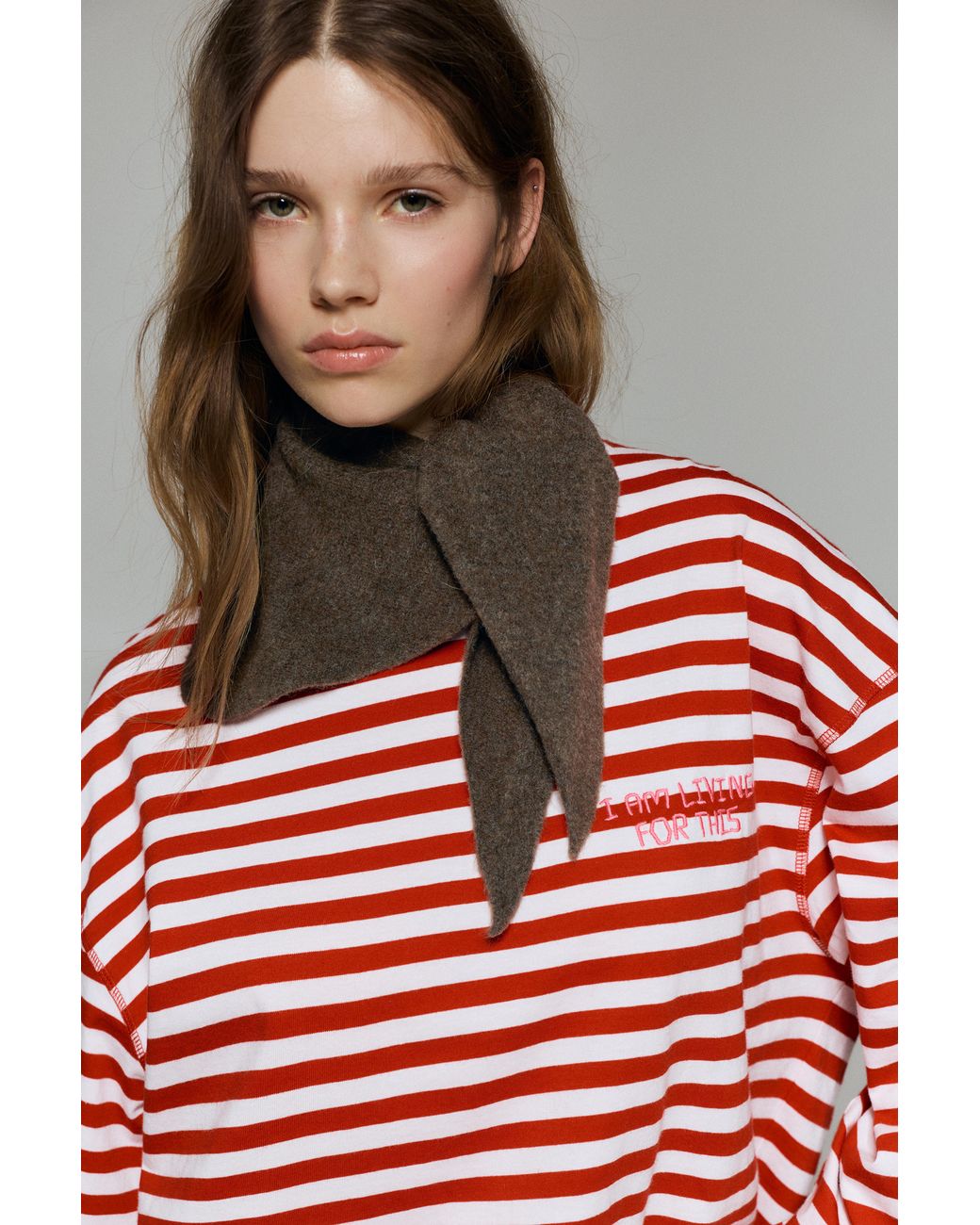 Pull&Bear Gebreide Driehoekige Sjaal in het Brown