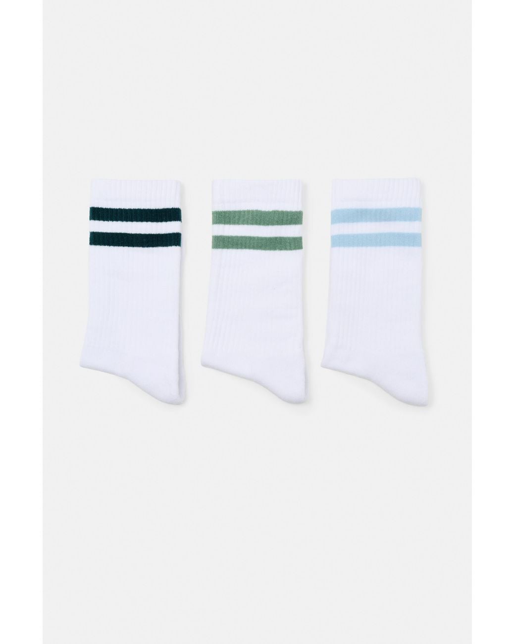 Pull&Bear White Striped Sports Socks for men
