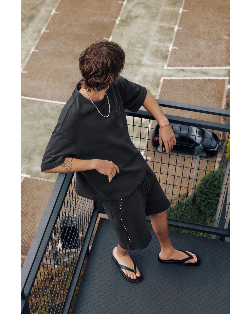 Pull&Bear Red Studded Bermuda Sweat Shorts for men