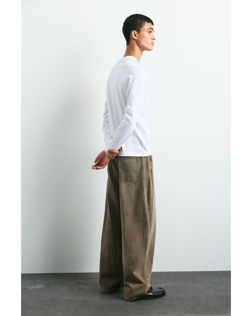 Pull&Bear White Baggy Balloon Jeans for men