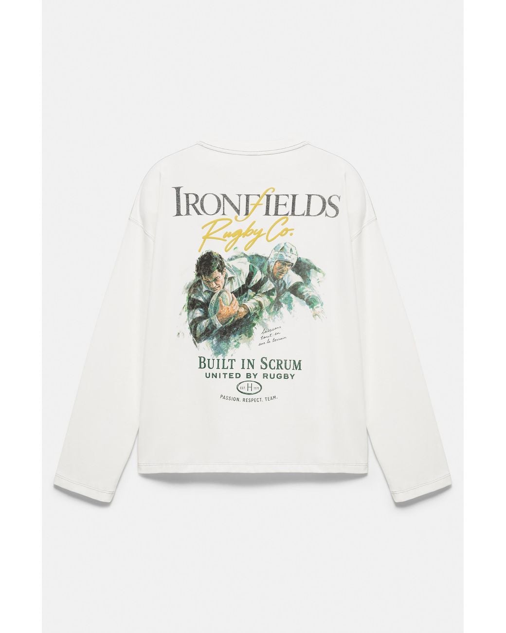 Pull&Bear Gray Long Sleeve Rugby T-Shirt for men