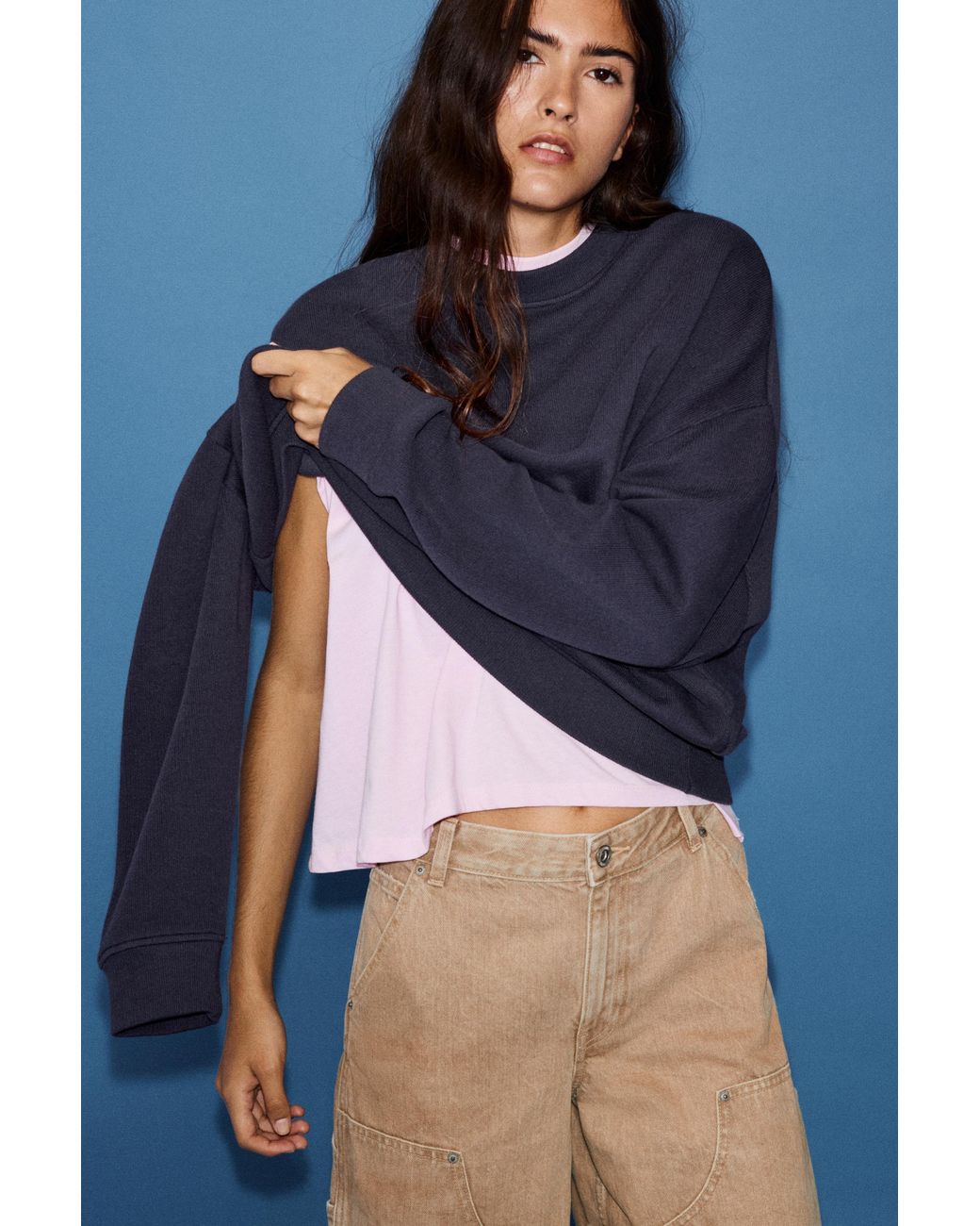 Pull&Bear Heavyweight Sweatshirt in het Blue