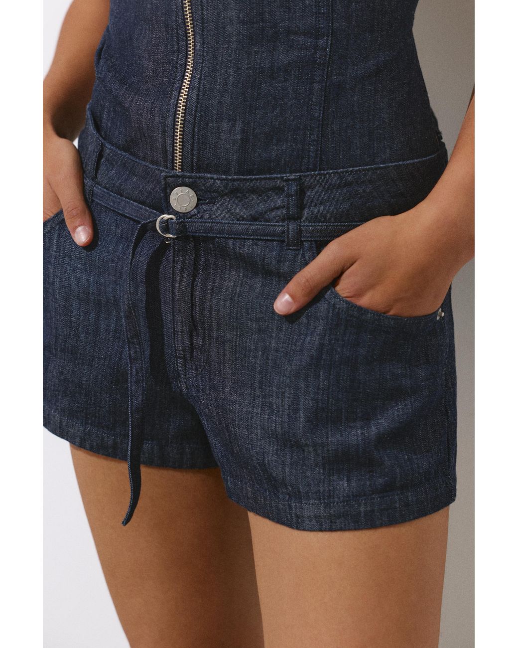 Pull&Bear Brown Denim Shorts With Belt