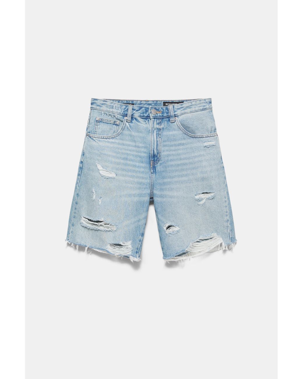 Pull&Bear Blue Straight-Leg Denim Bermuda Shorts for men