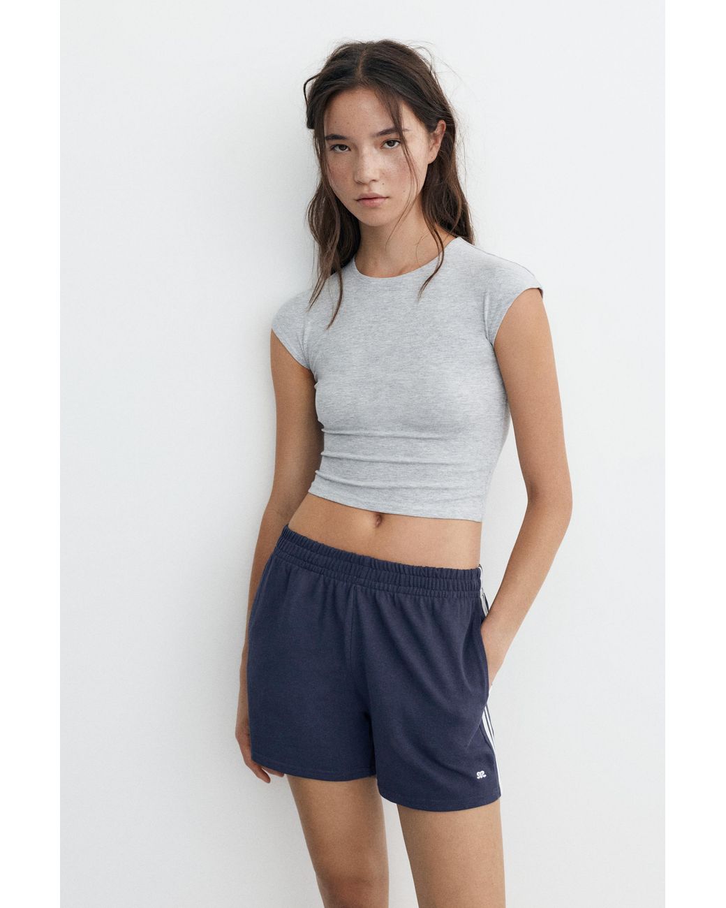 Pull&Bear Blue Sports Shorts With Side Stripes
