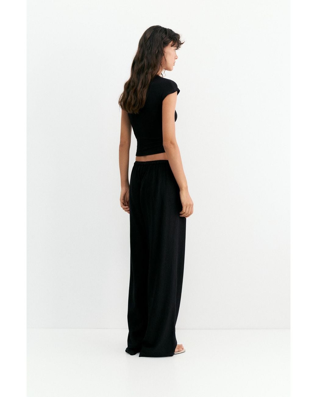 Pull&Bear Green Flowy Trousers With Linen