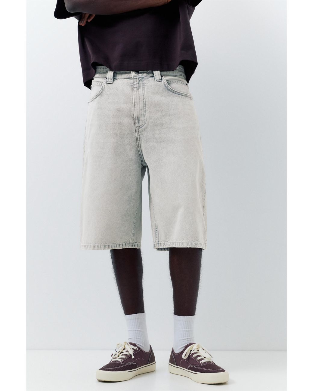 Pull&Bear Blue Skater Denim Bermuda Shorts for men