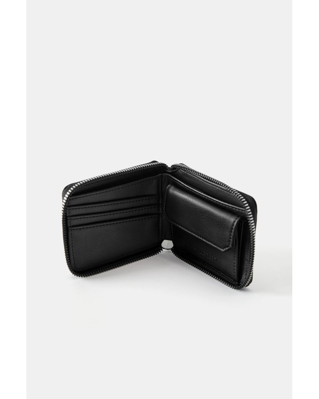 Pull&Bear Black Plain Suede Wallet for men